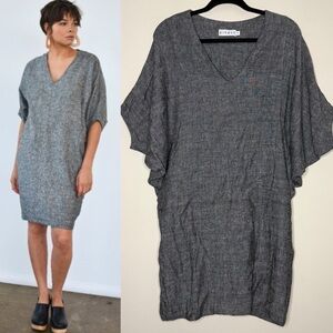 GINGER Linen Blend Made In USA Lagenlook Summer Caftan Beachy Boho Mini Dress